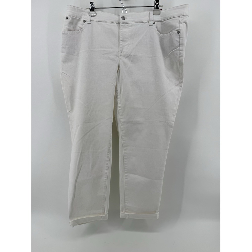 Talbots Boyfriend Jeans Flawless Five-Pocket 18W White Womens Rolled Cuff